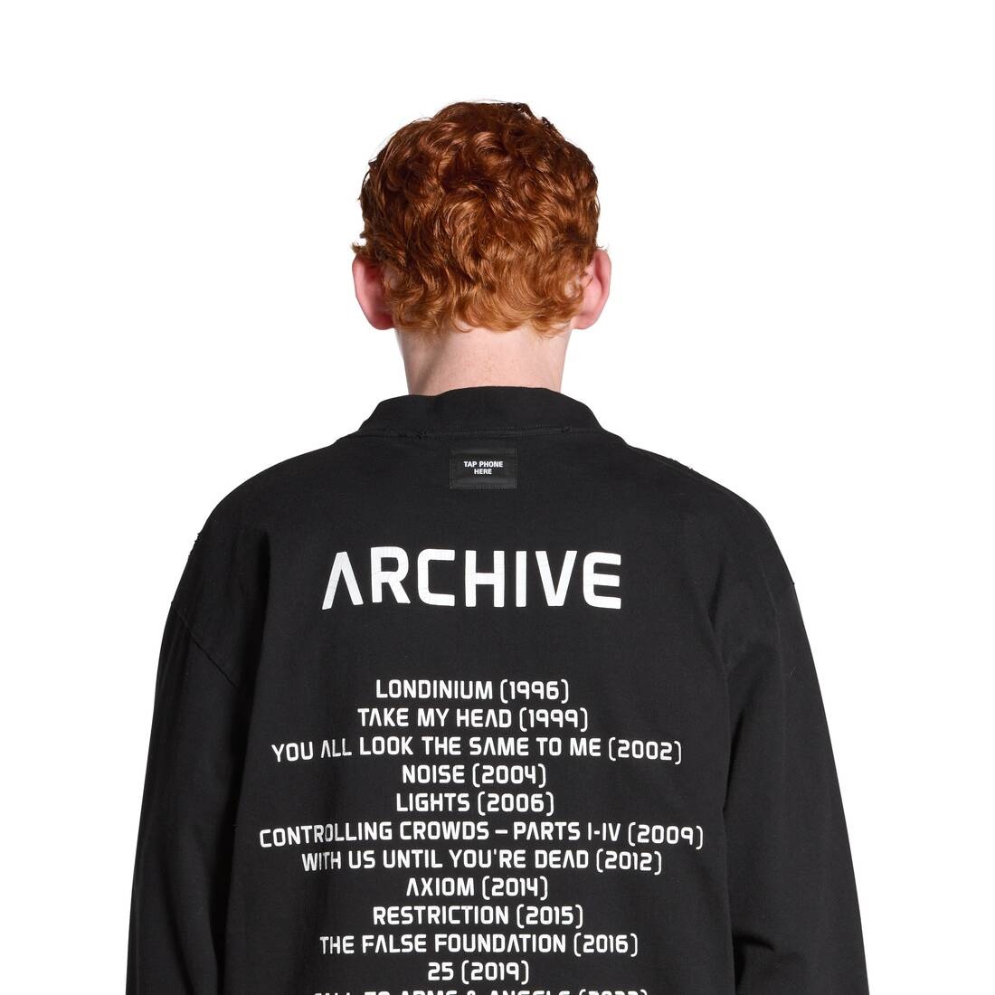 BALENCIAGA Balenciaga Music Archive Series Connected Long Sleeve T shirt Medium Fit in Black white REVERSIBLE