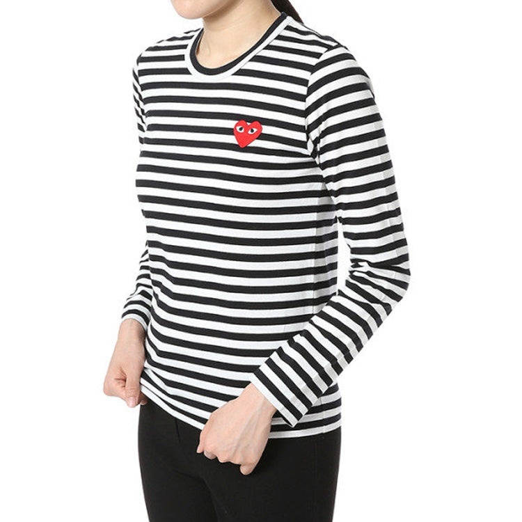 (WMNS) COMME des GARCONS PLAY Striped Long Sleeves Tee 'White Black' AZ-T163-051-1 - 4