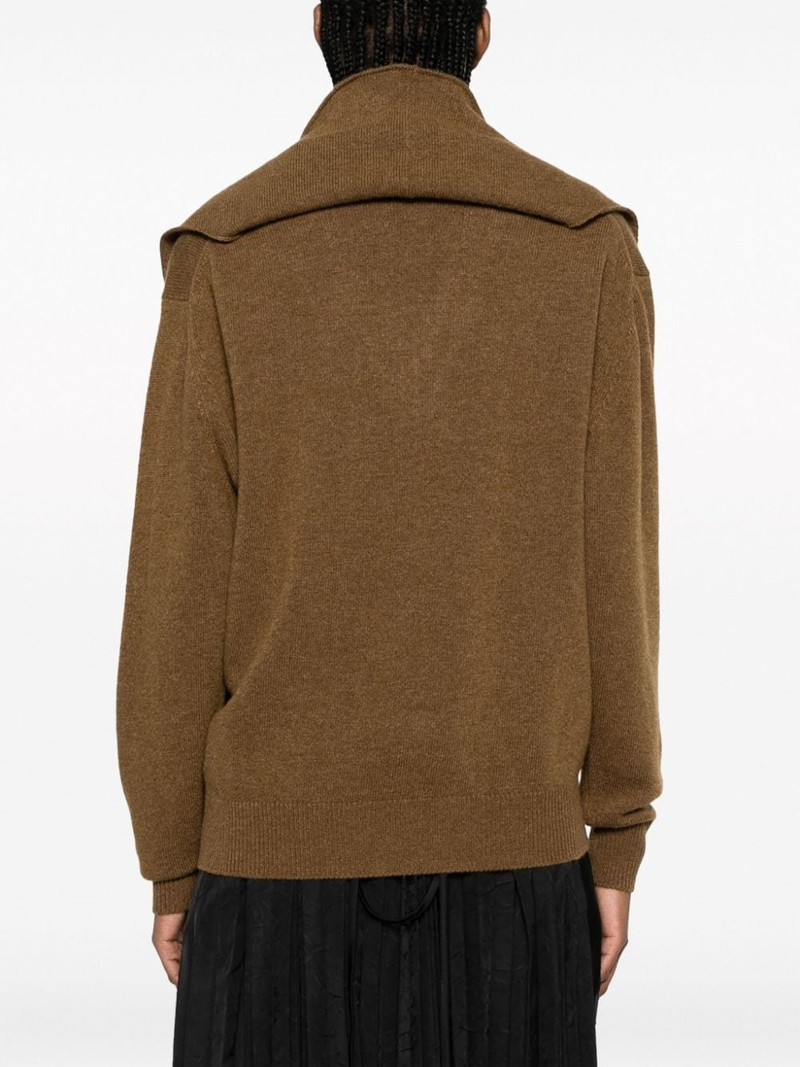 attached-scarf ribbed-knit jumper 4