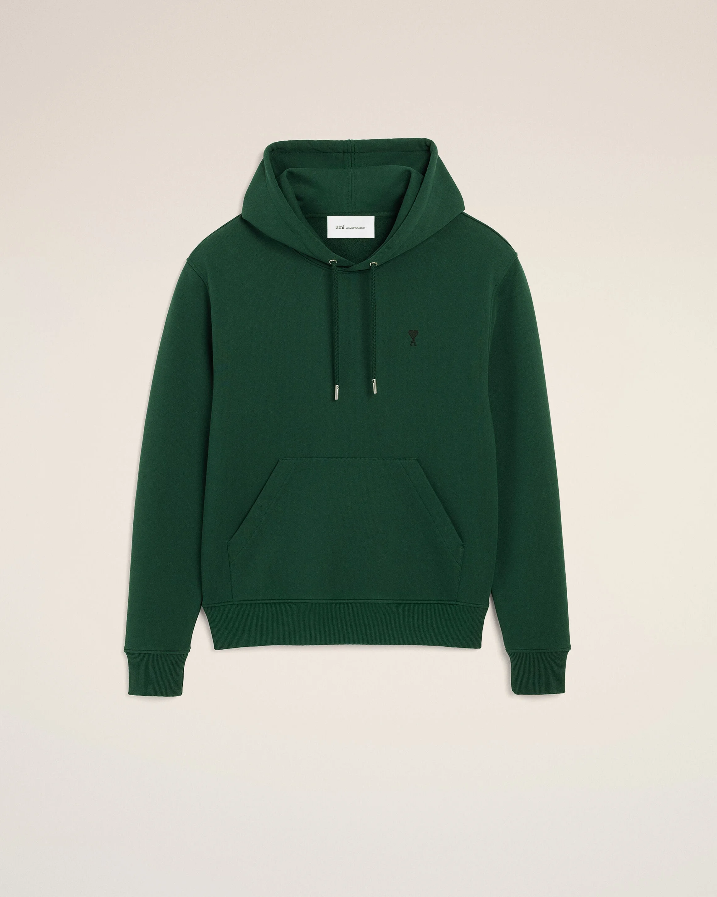 GREEN COTTON HOODIE WITH AMI DE COEUR - 1
