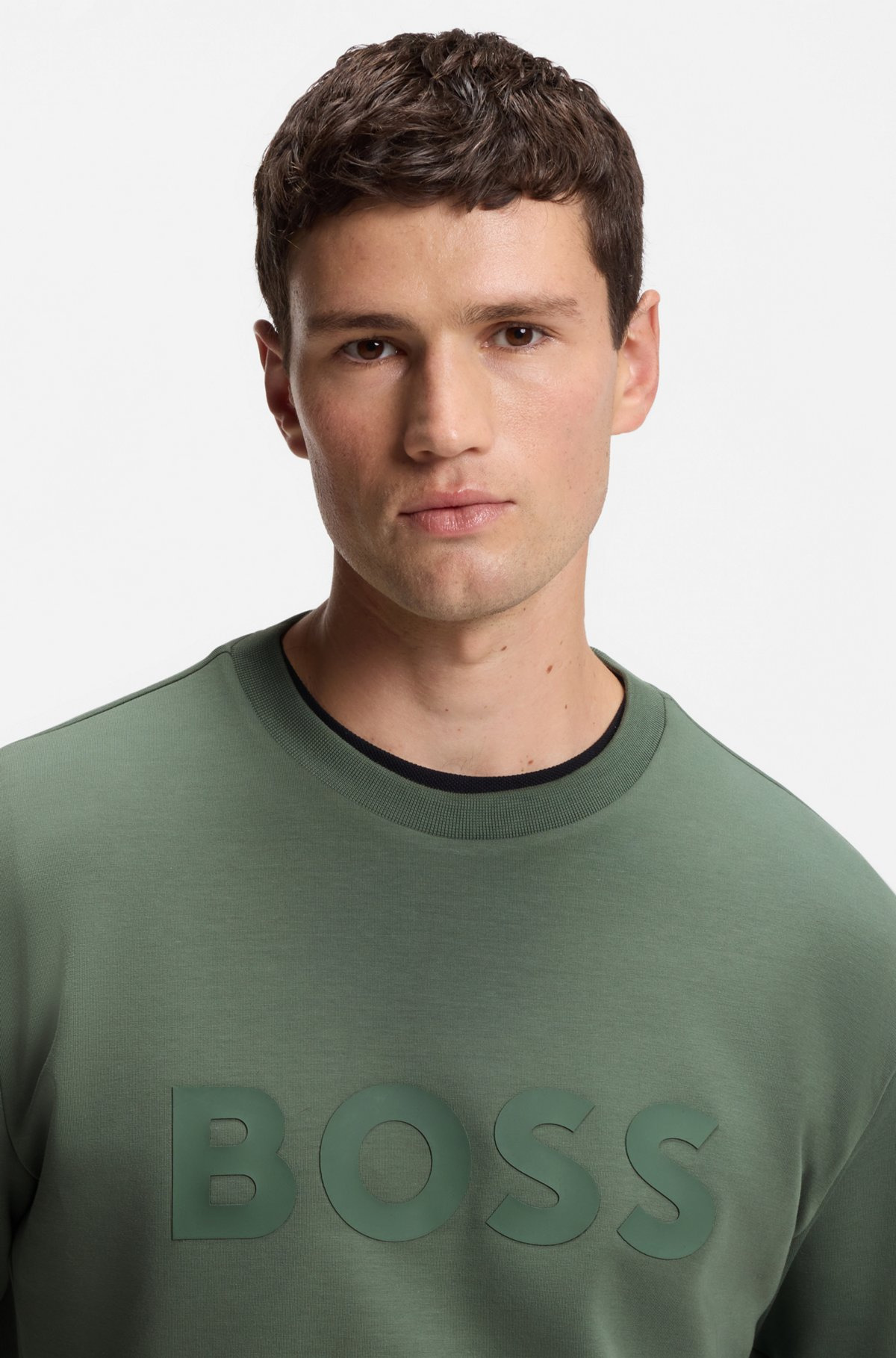 STRETCH-COTTON SWEATSHIRT WITH SANDWICH LOGO - 3