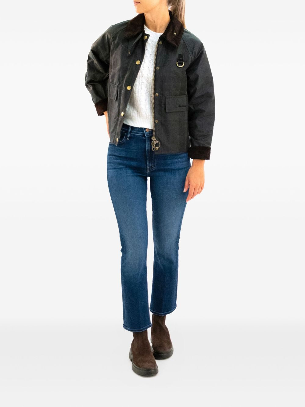 checked corduroy-collar jacket - 2