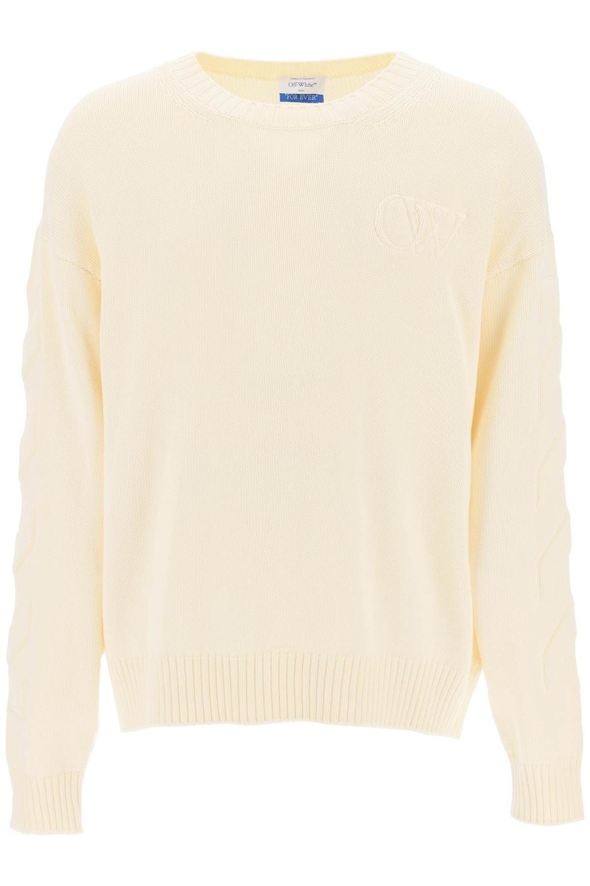 SWEATER WITH EMBOSSED DIAGONAL MOTIF - 6