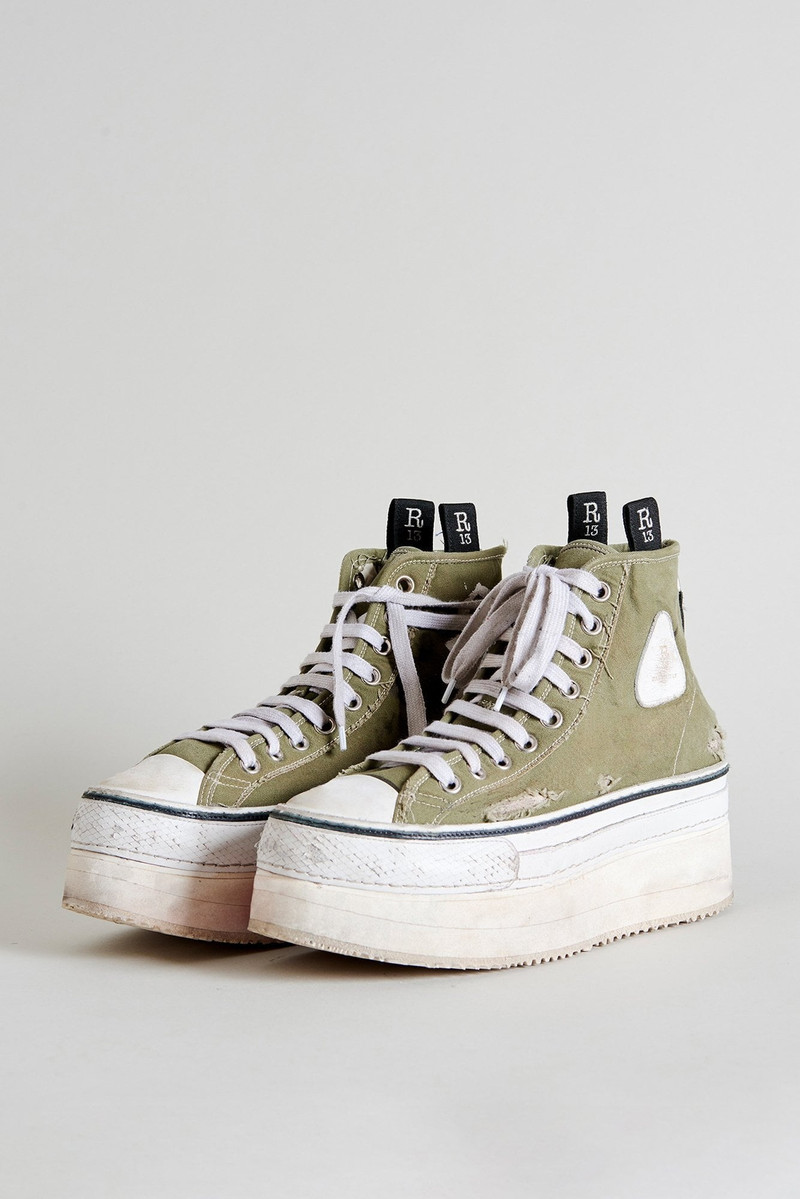 Platform High Top Sneakers - Olive | R13 Denim 1