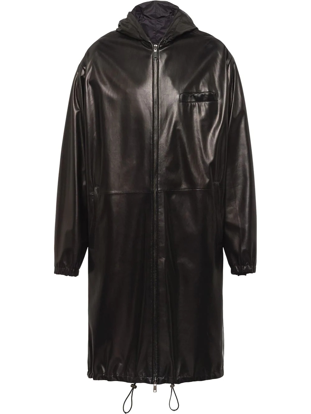 reversible hooded leather coat - 1