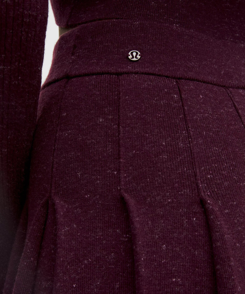 Ribbed Merino Wool Mid-Rise Pleated Skirt 5