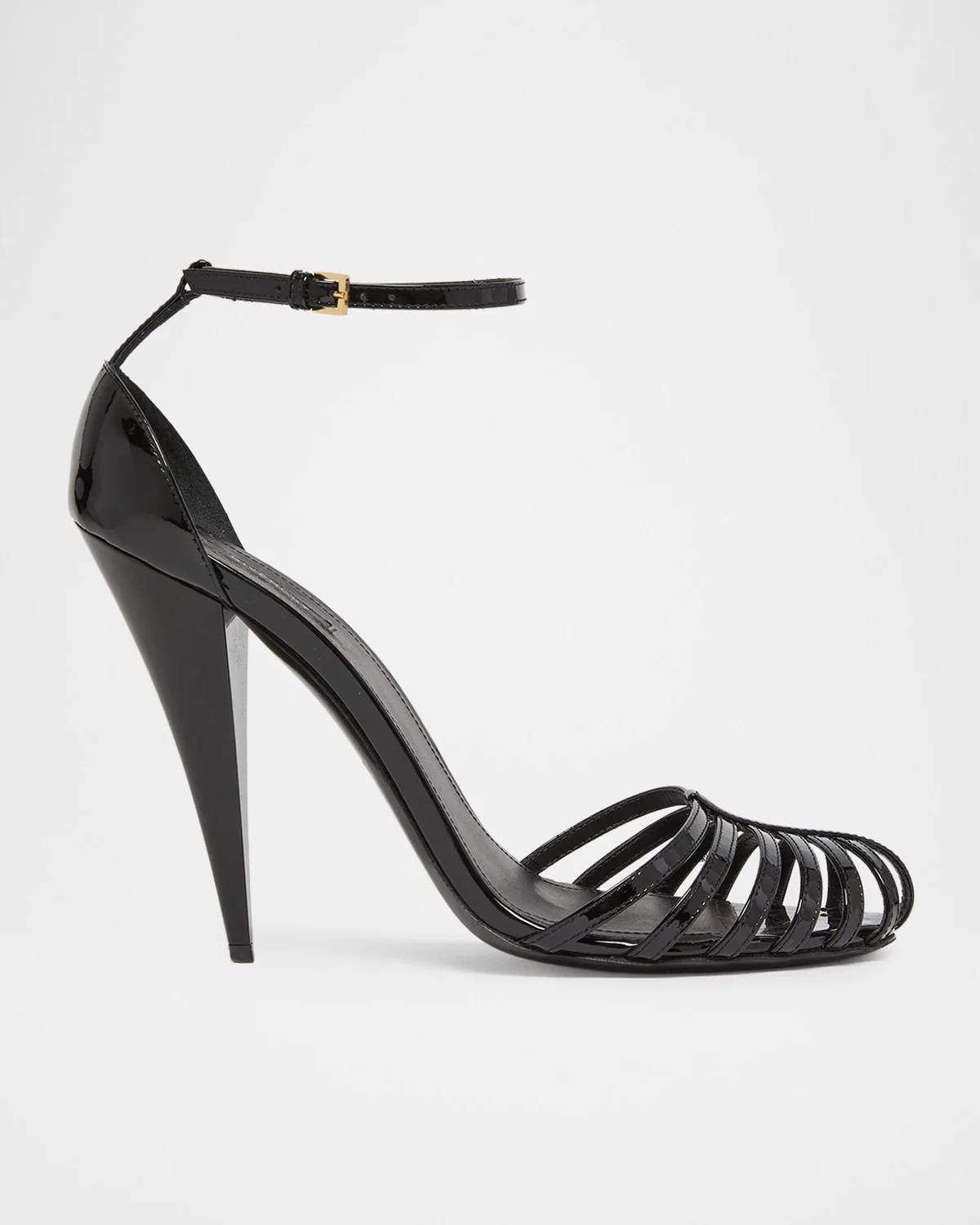 95mm Caged Patent Leather Pumps - 1