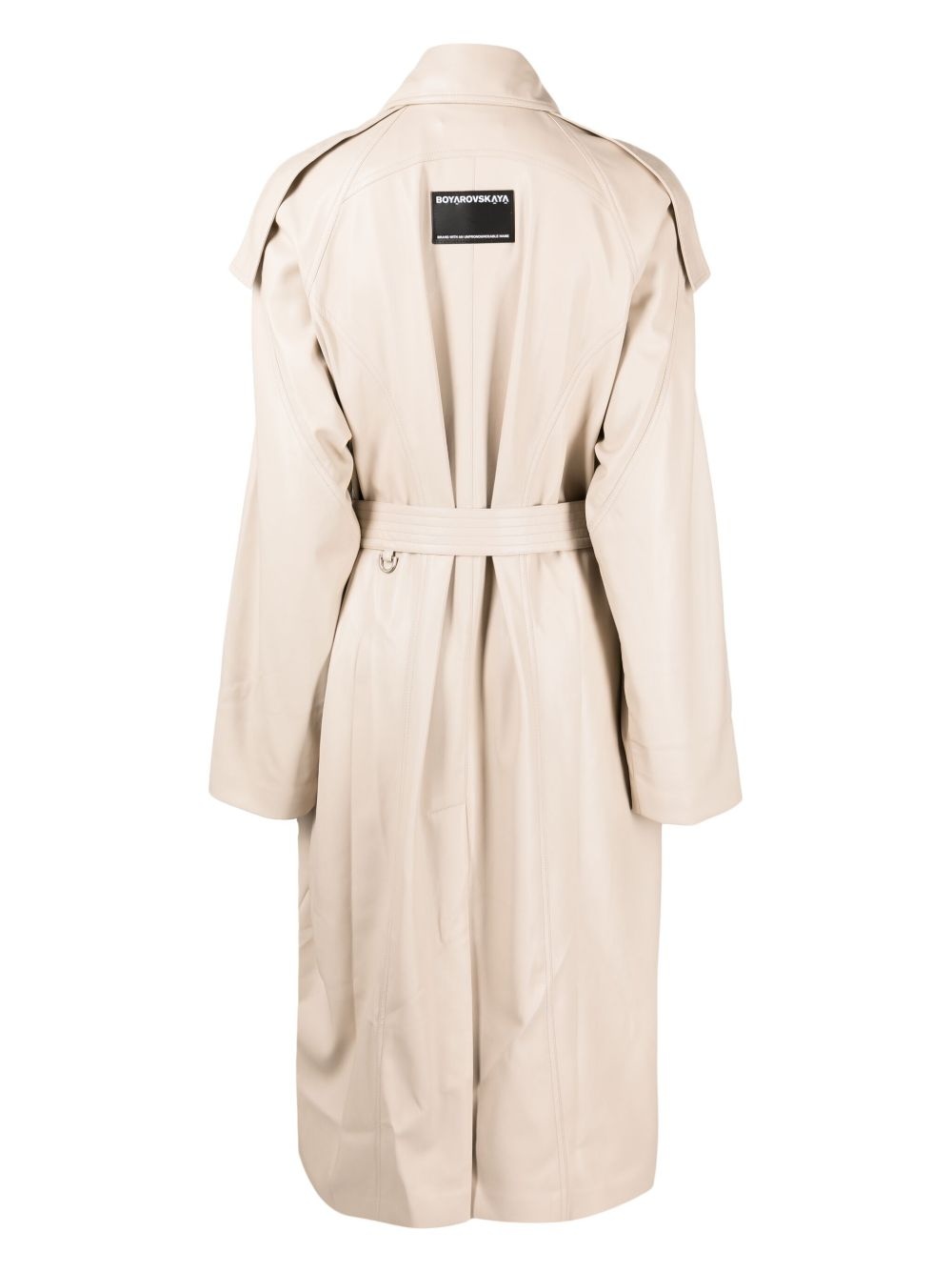 logo-patch belted trench coat - 2