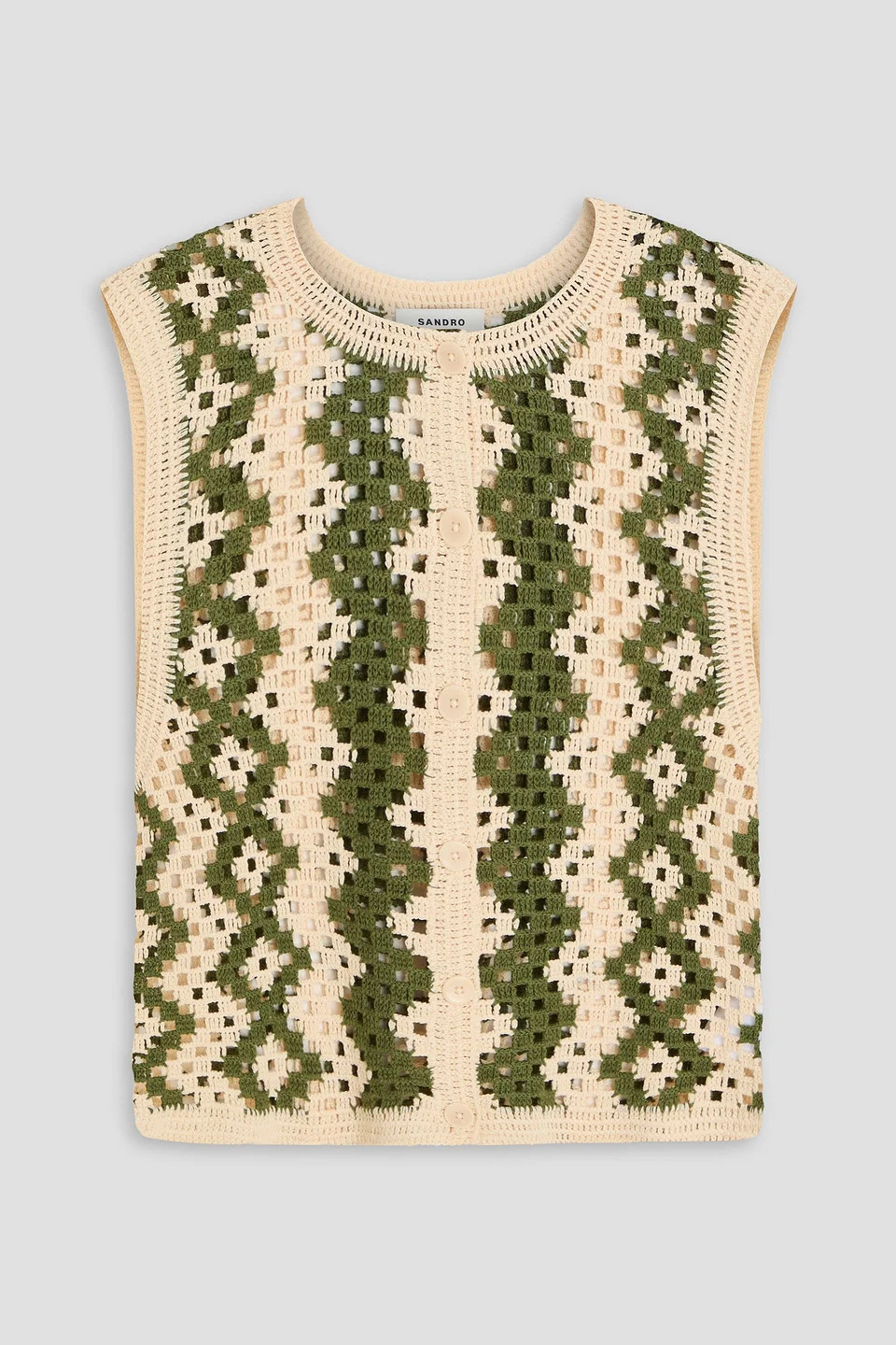 Cropped crocheted cotton-blend top - 1