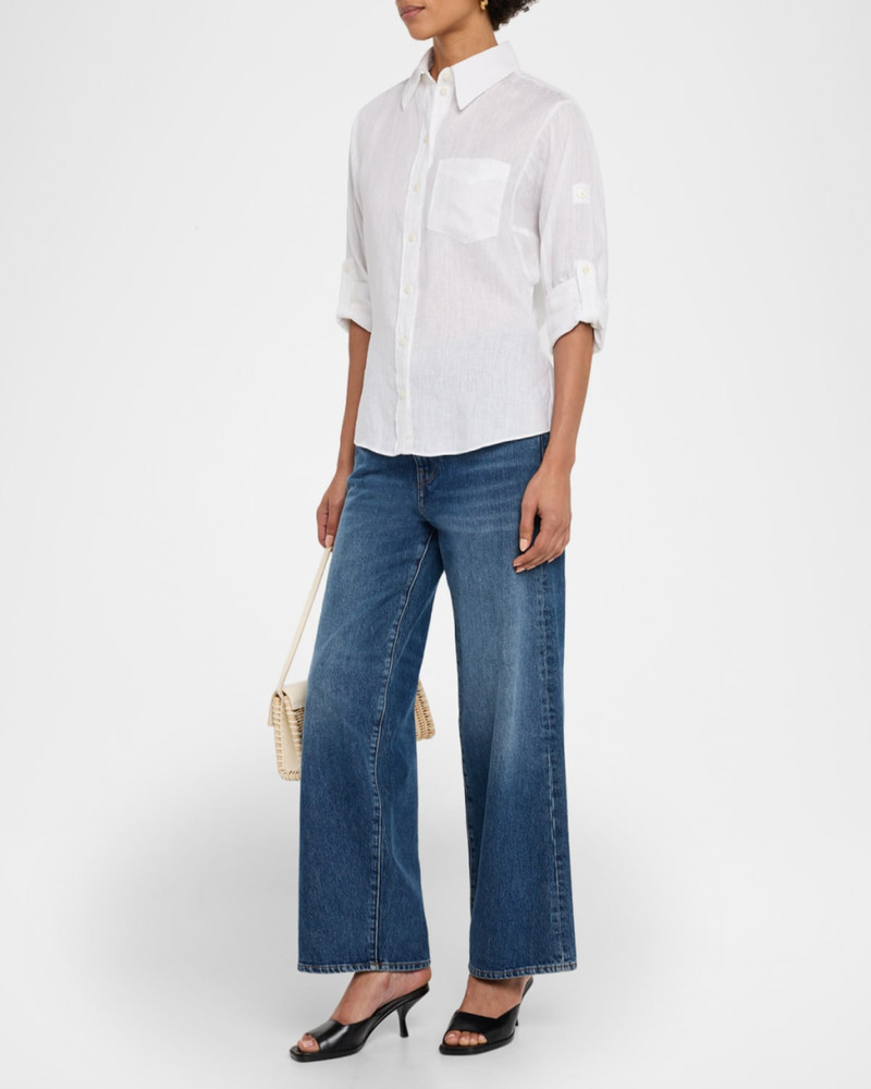 REISS Leora Self-Tie Linen Blouse outlook