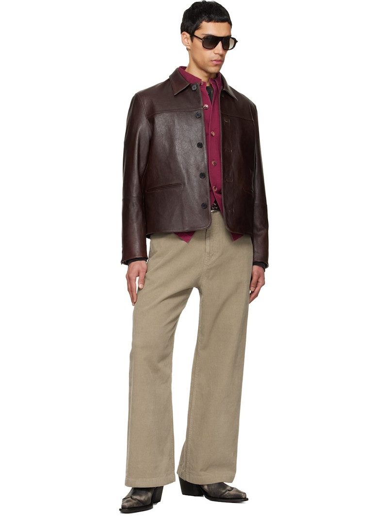 Tonywack Beige Washed Corduroy Wide-Leg Trousers outlook