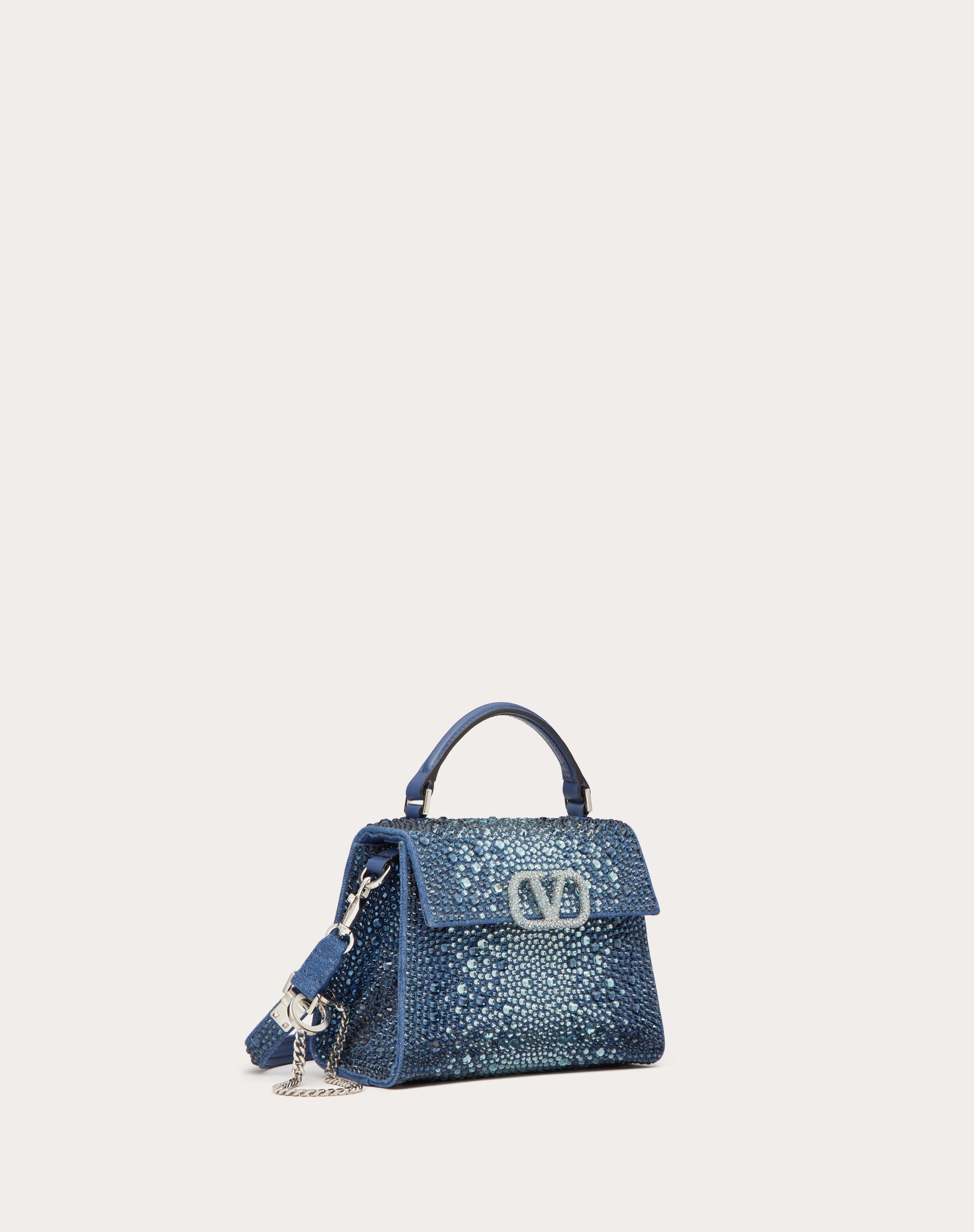 MINI VSLING DENIM HANDBAG WITH RHINESTONES - 3