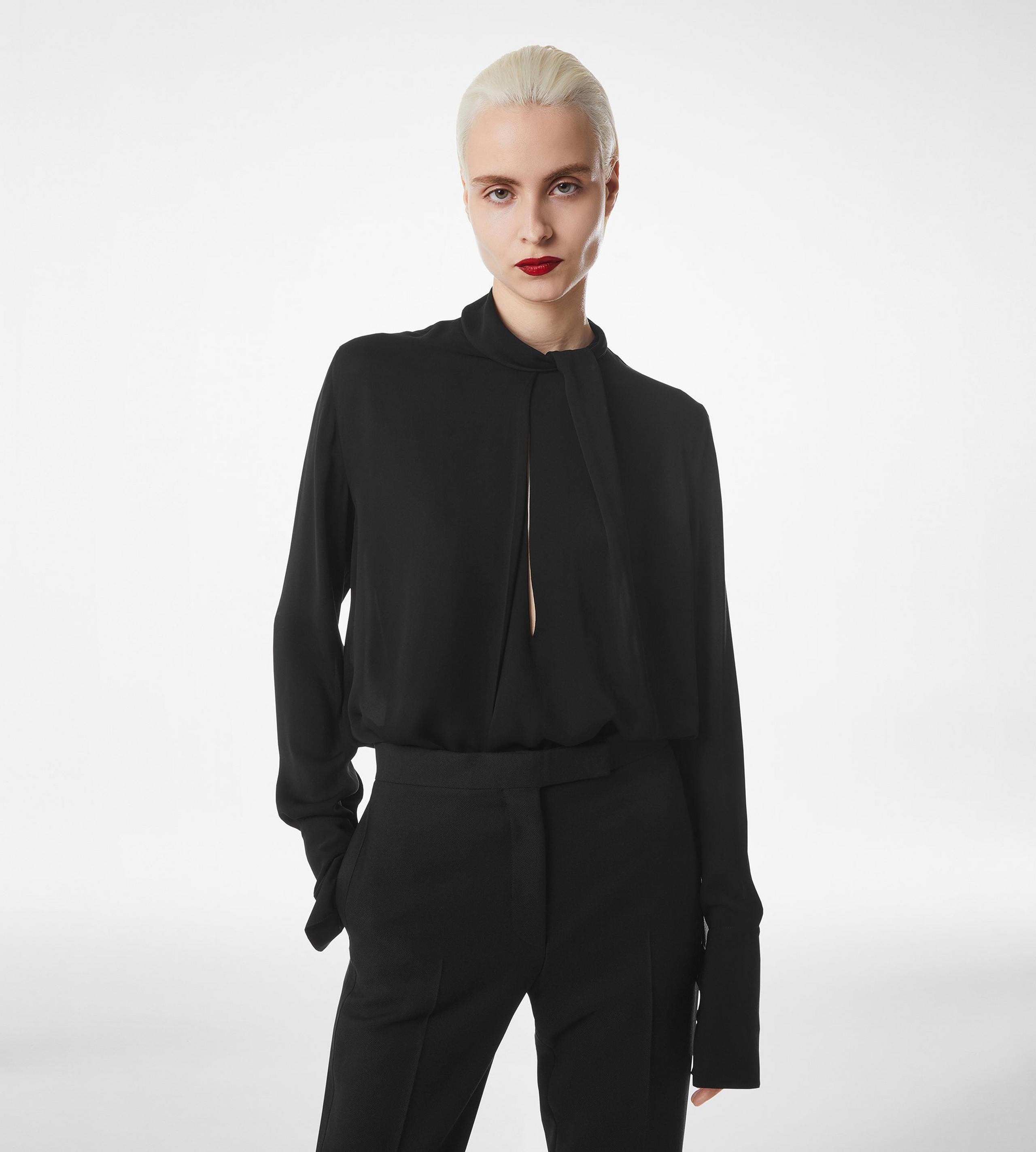 WASHED SILK GEORGETTE LONG SLEEVE BLOUSE - 3