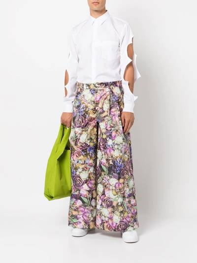 Comme des Garçons Homme Plus floral-print wide-leg trousers outlook