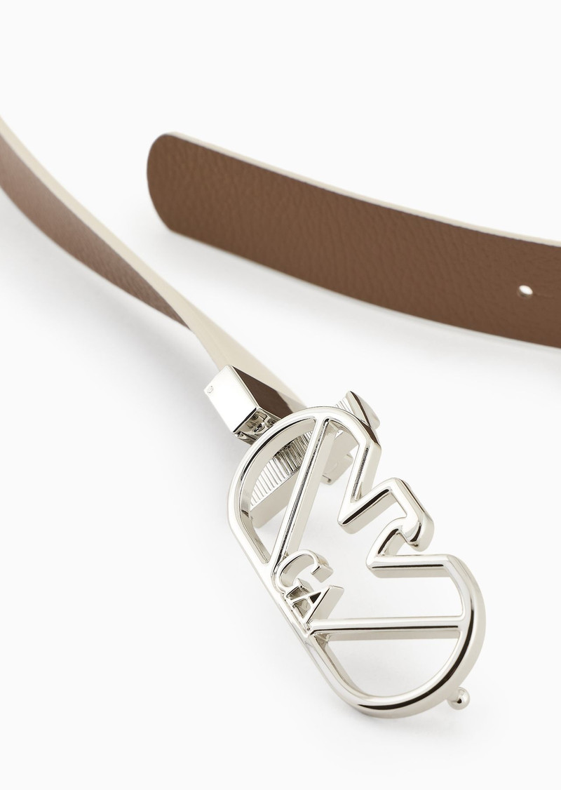 EMPORIO ARMANI Reversible belt in deer-print leather with eagle buckle outlook
