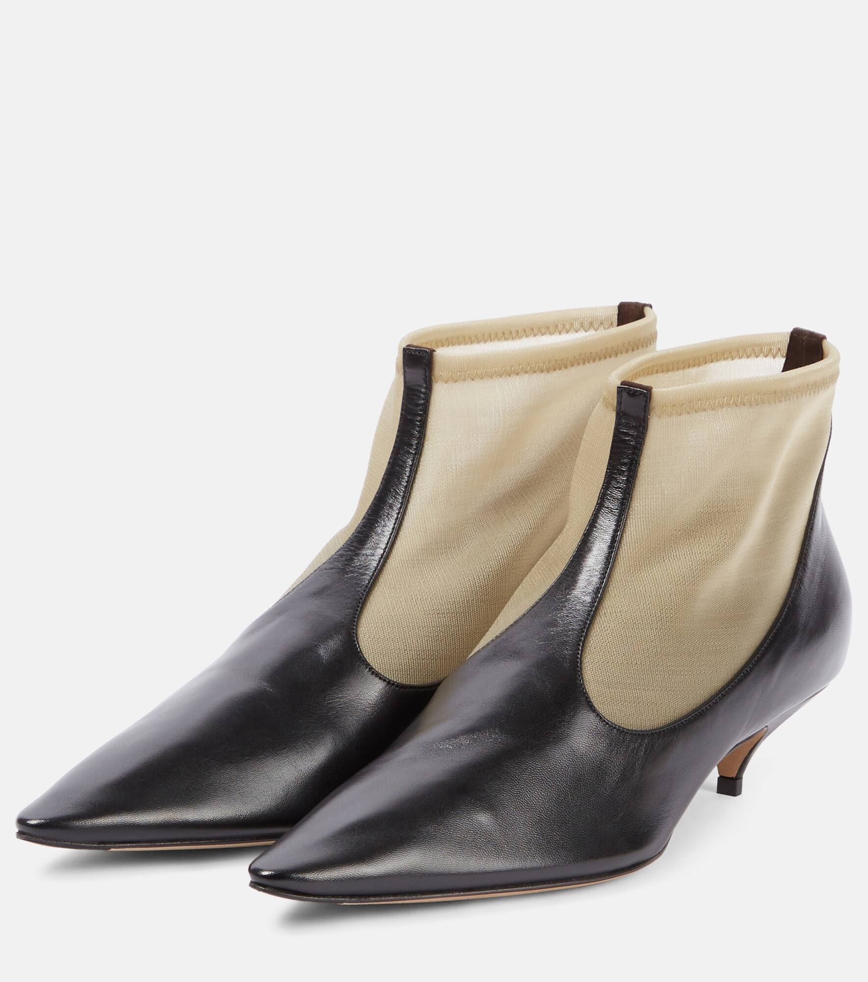 Mesh leather-trimmed ankle boots - 4