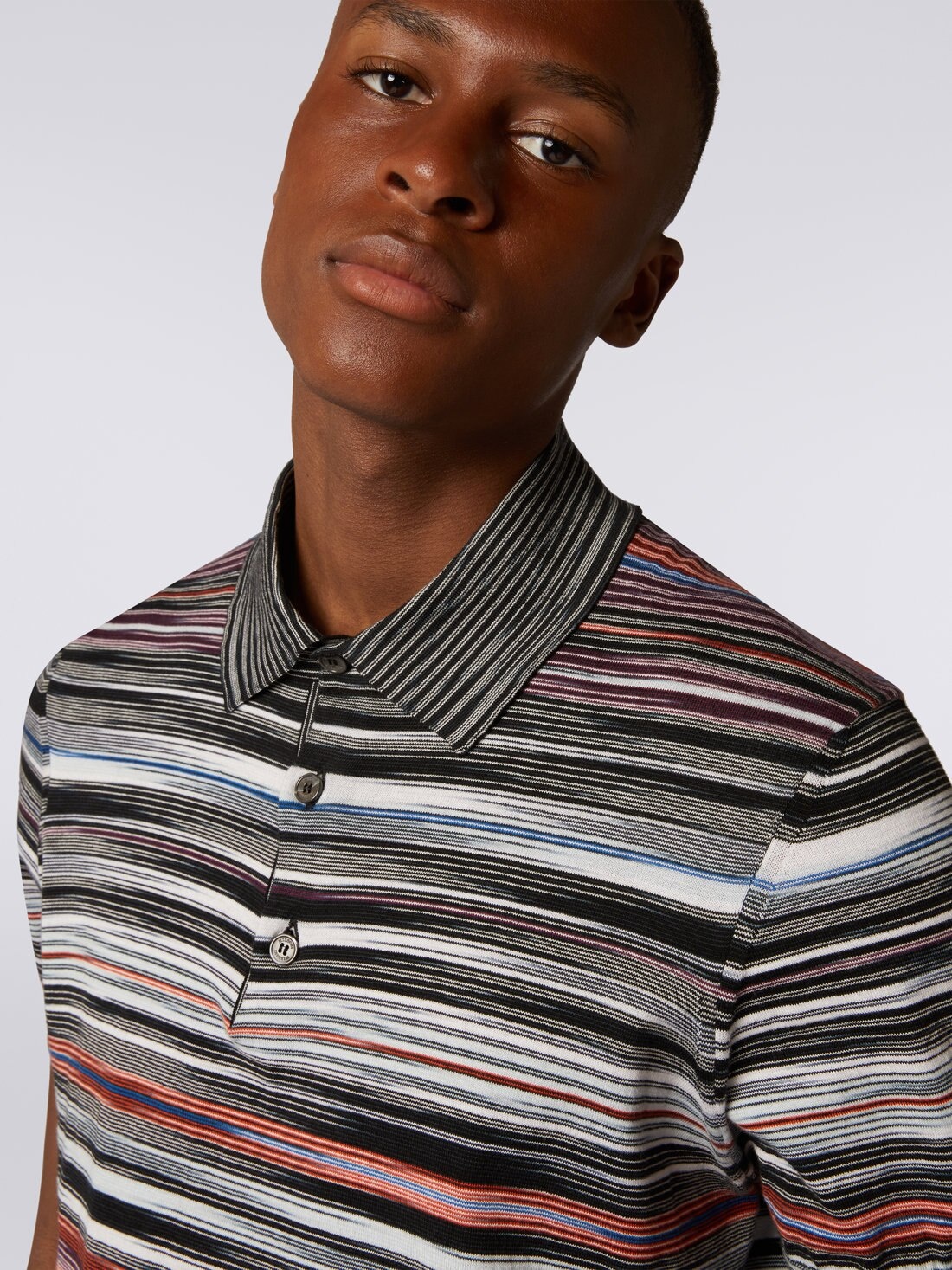 Short-sleeved polo shirt in slub cotton - 5