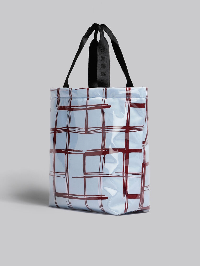 BLUE CHECKED TOTE WITH CLEAR WRAP - 3