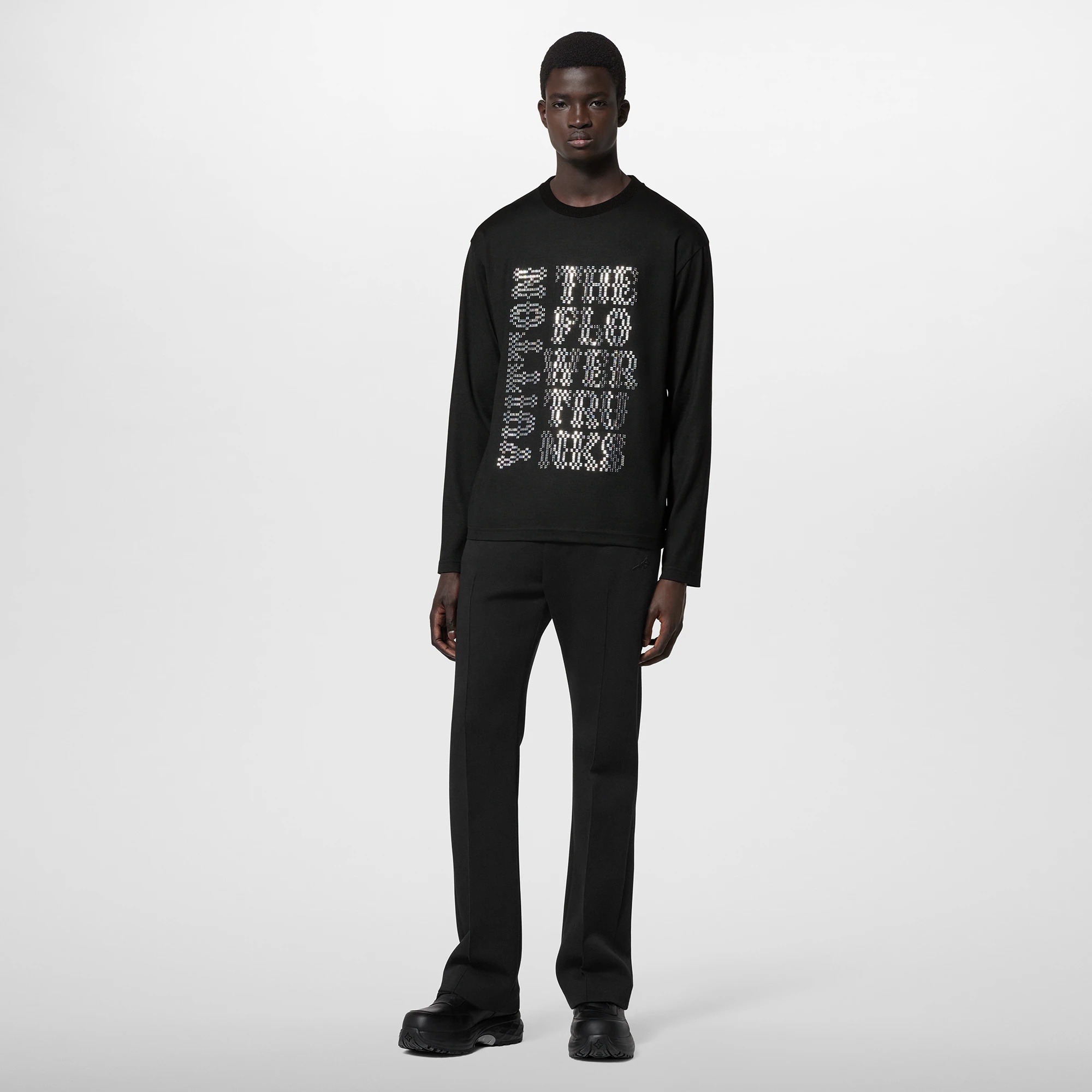 Embellished Long-Sleeved Wool T-Shirt - 4