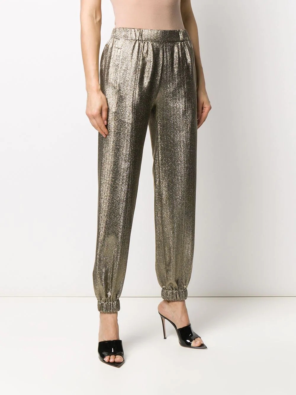 metallic-effect tapered trousers - 3