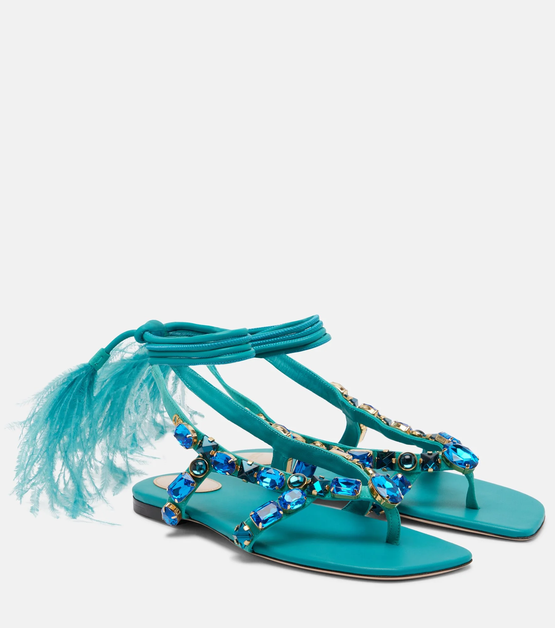 Resort embellished suede thong sandals - 1