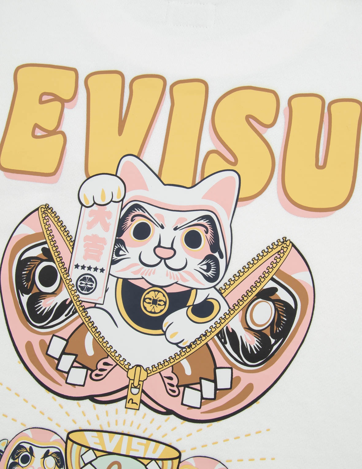 ZIP-UP DARUMA AND FORTUNE CAT PRINT SWEATSHIRT - 11