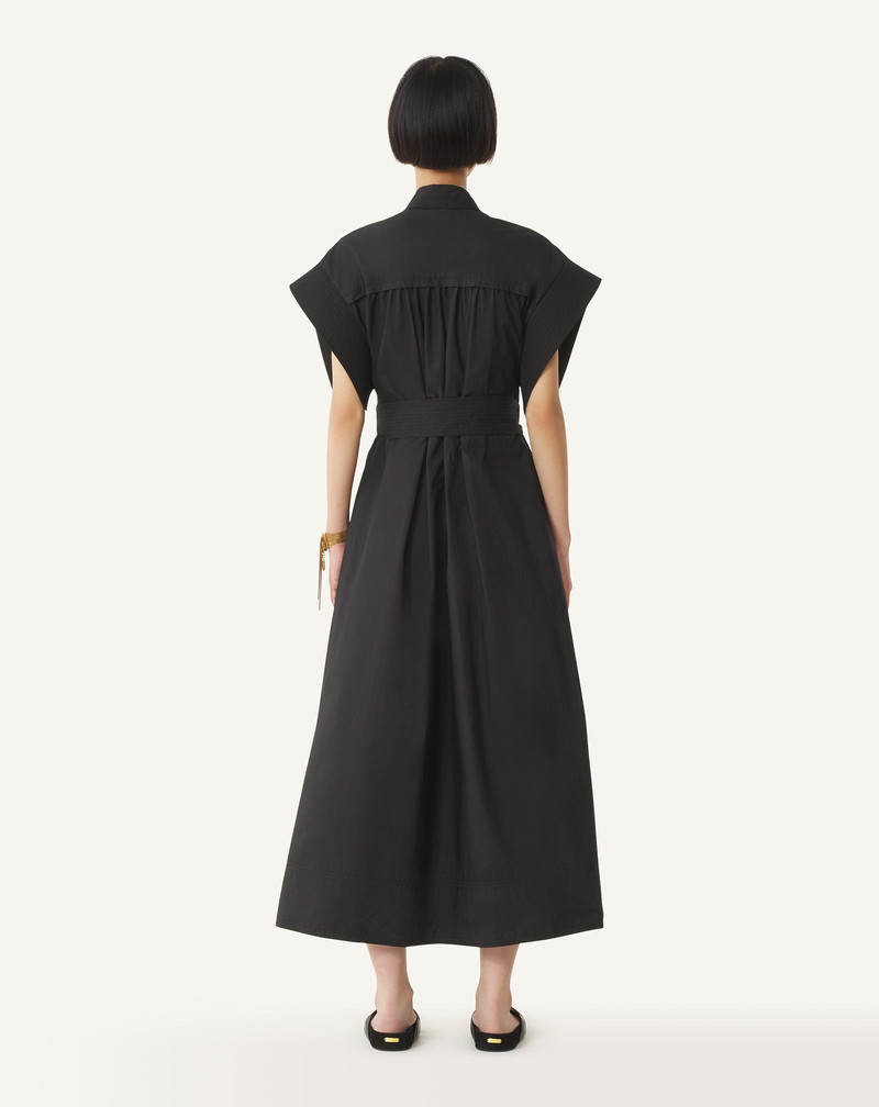 BLACK FLARED DRESS IN COTTON POPLIN 4