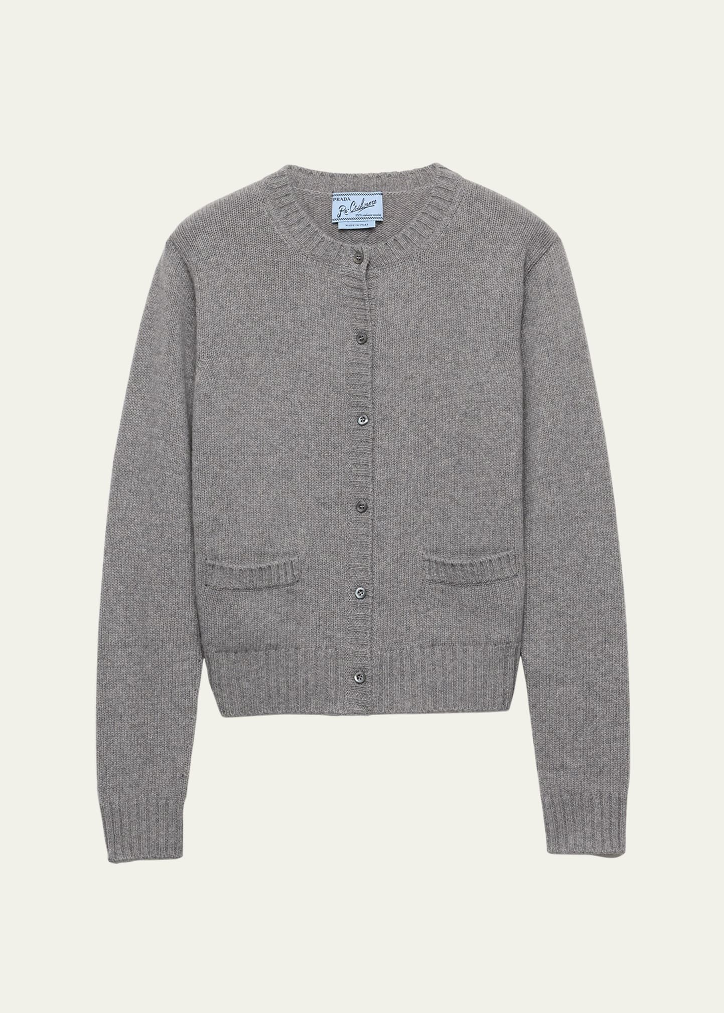 Ribbed Trim Cashmere Cardigan - 1