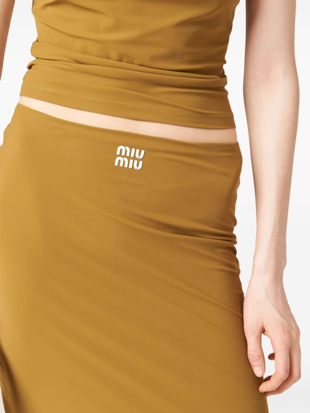 rubberized-logo midi skirt - 4