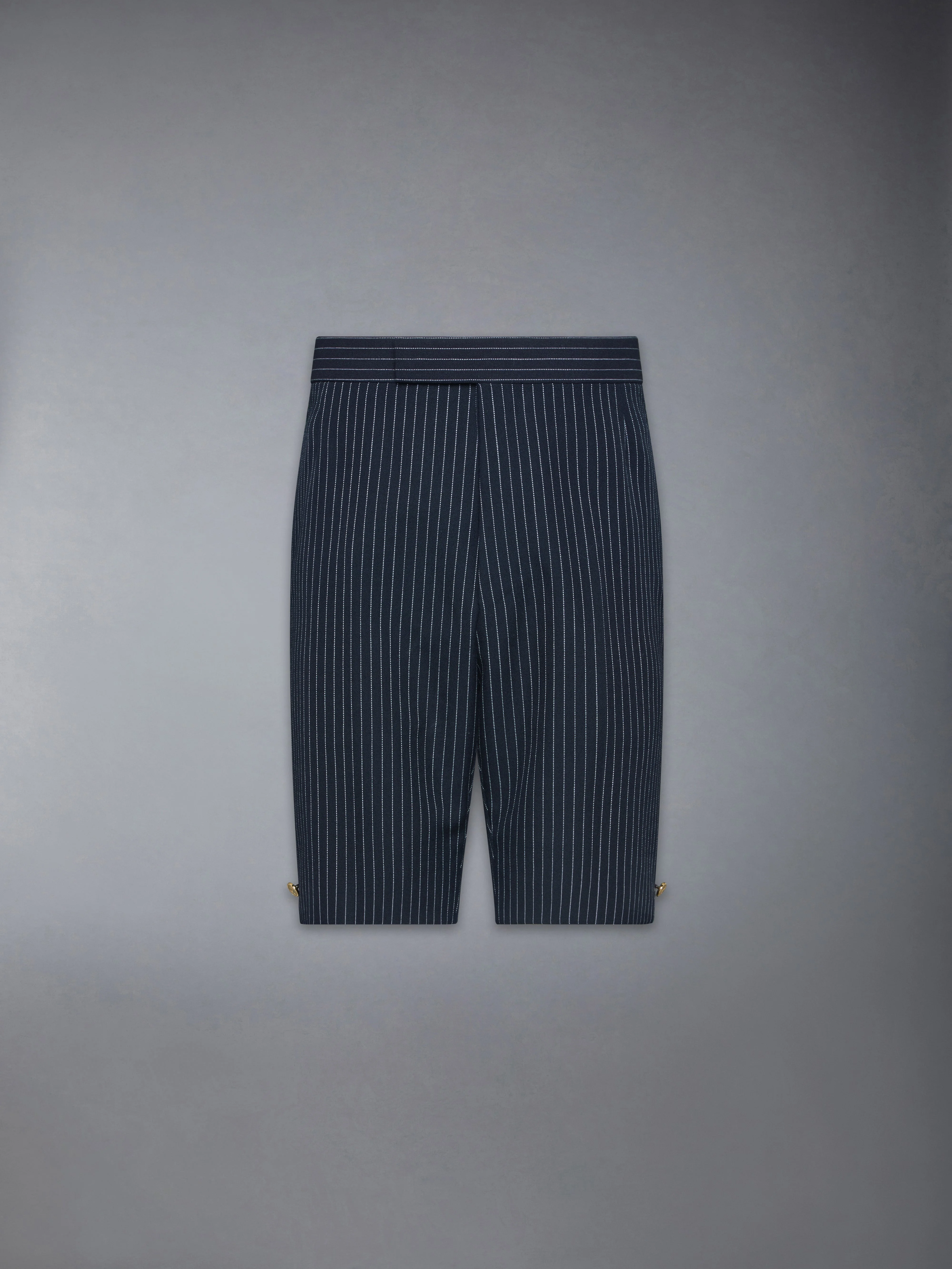 PINSTRIPE HIGH TWIST WOOL SHORTS - 1