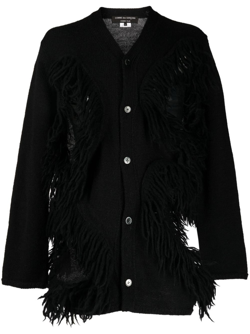 fringed cut-out wool cardigan 1