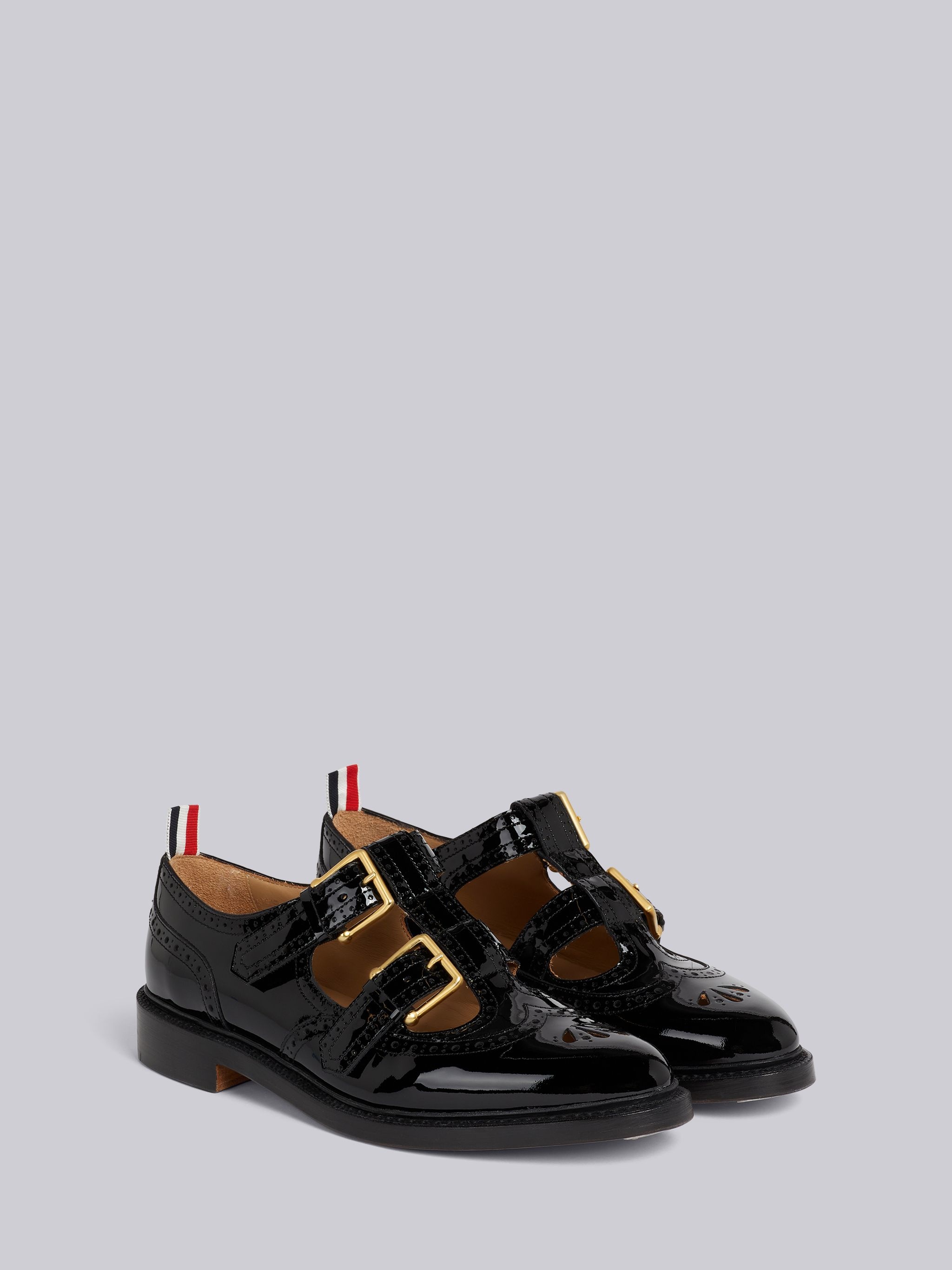 Black Soft Patent Leather Brass Buckle 2-strap Thom John Shoe - 3