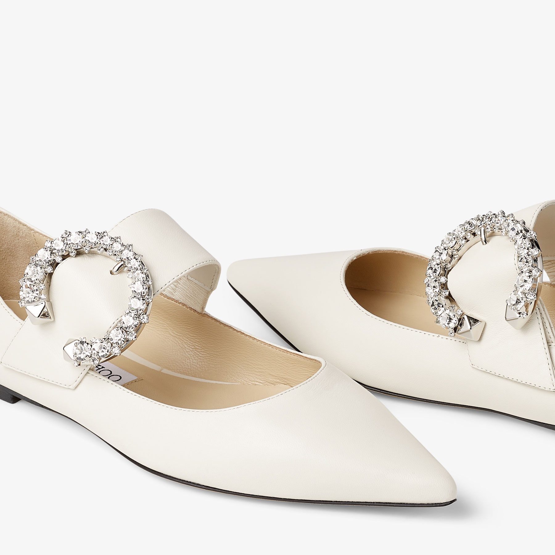 Melva Ballerina
Latte Nappa Leather Ballerina Pumps with Crystal Buckle - 3