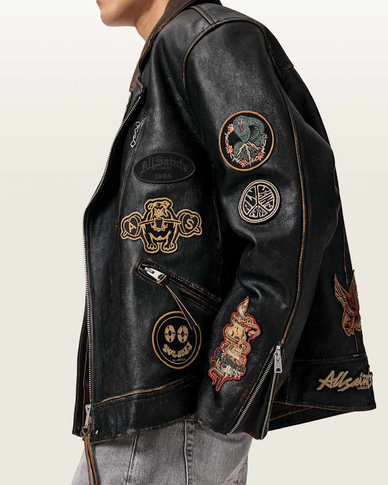 HAYS LEATHER BIKER PATCH JACKET 3