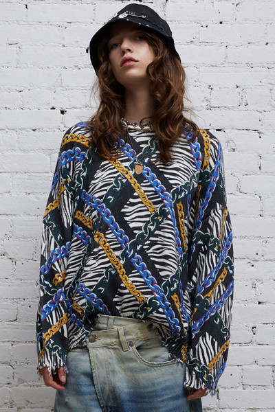 R13 CHAINED ZEBRA OVERSIZED SWEATER - MULTICOLOR | R13 outlook