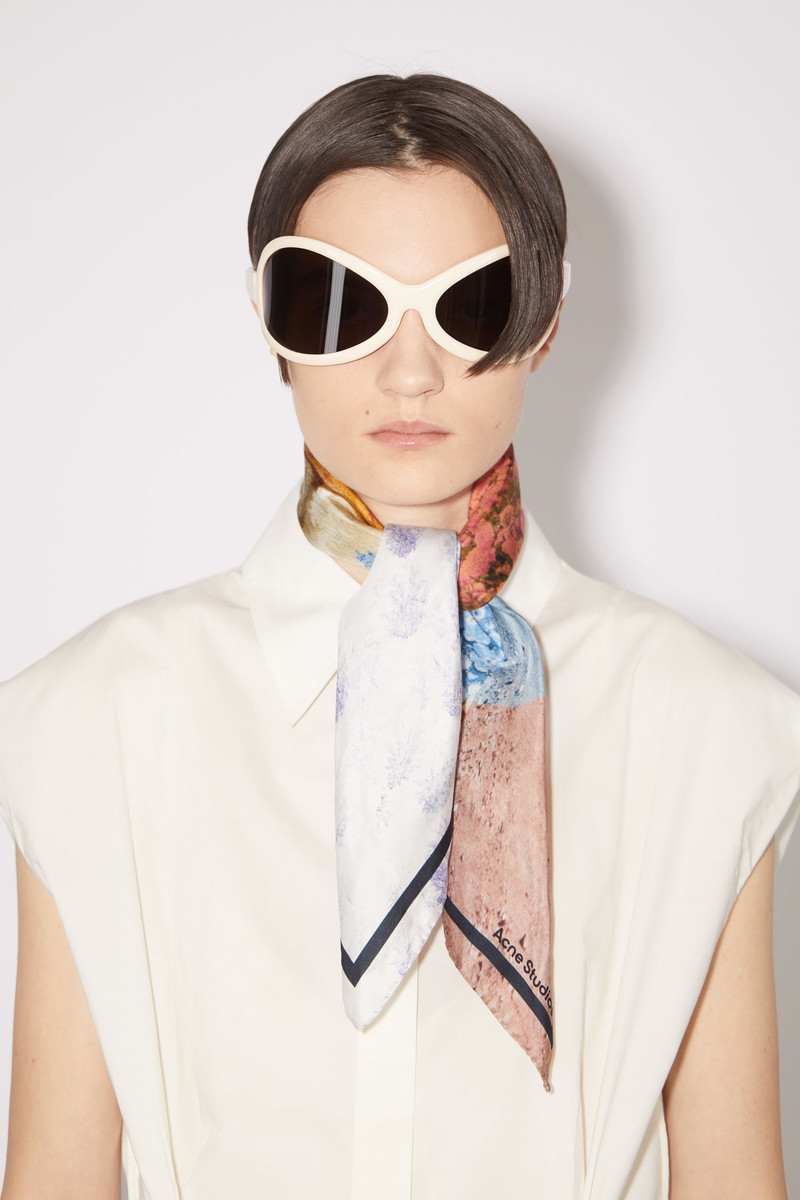 Acne Studios Silk landscape scarf - Light blue/pink outlook
