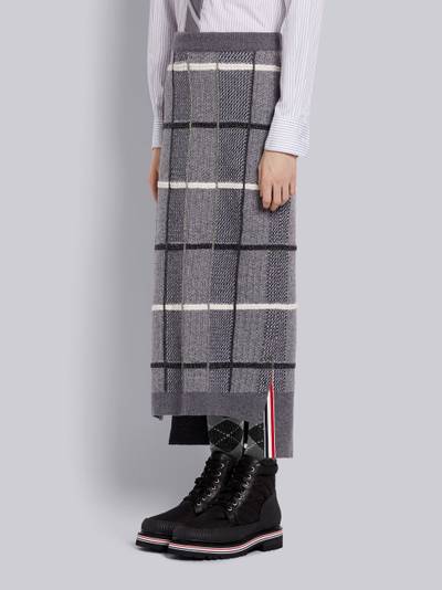 Thom Browne Tonal Grey Shetland Merino Wool Birdseye Back Jacquard Inlay Link Embroidered Skirt outlook