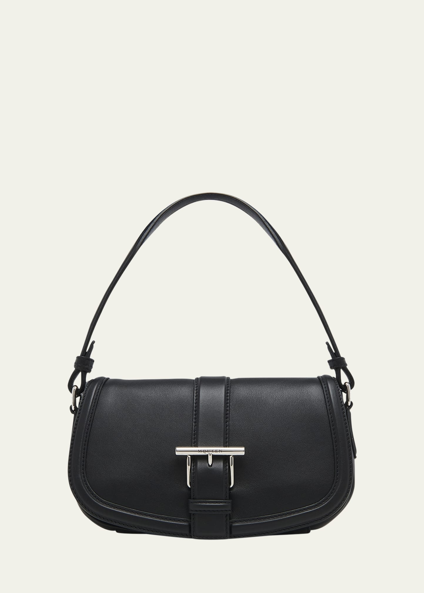 T-Bar Buckle Leather Crossbody Bag - 1