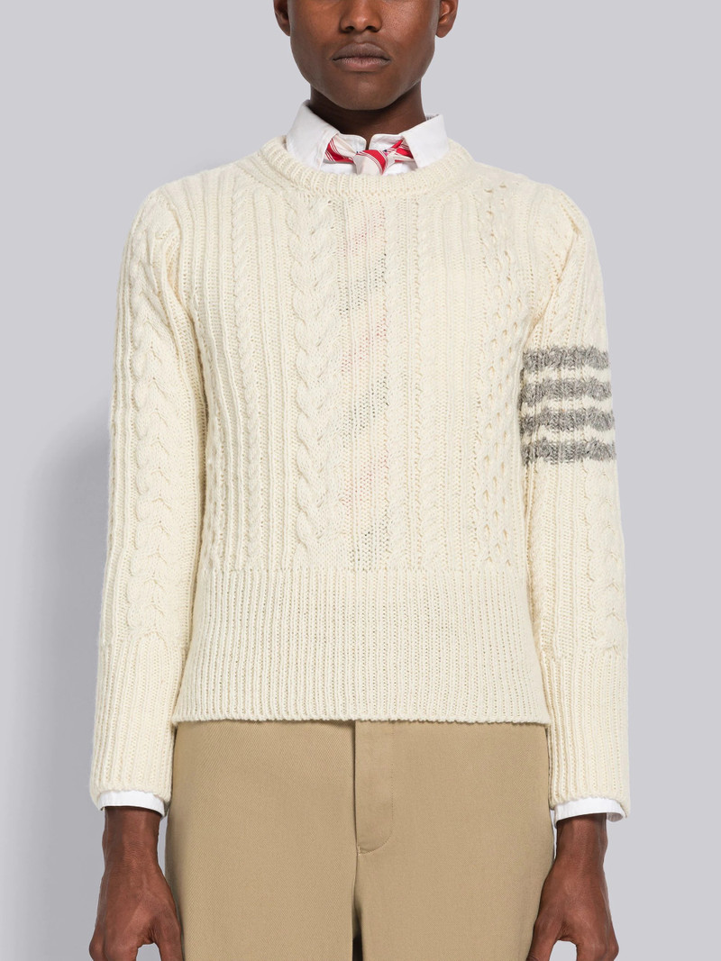 Donegal Cable 4-Bar Crew Neck Pullover 1