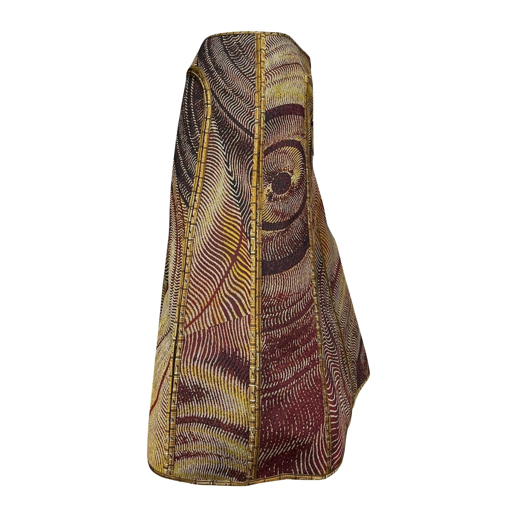 FENDI Fall Winter 2000 Jacquard Flared Midi Skirt - 3