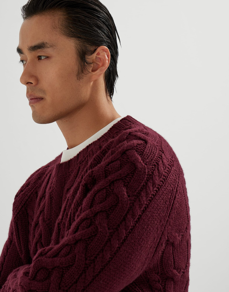 Cashmere Feather yarn cable knit sweater 3