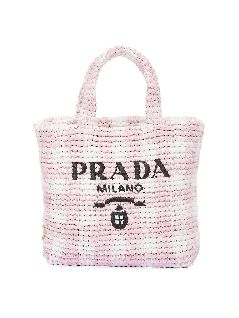 PRADA＊Small raffia tote bag ラフィア トートバッグ＊送料込 ☆送料関税込☆PRADA ラフィア トートバッグ かごバッグ☆大人気