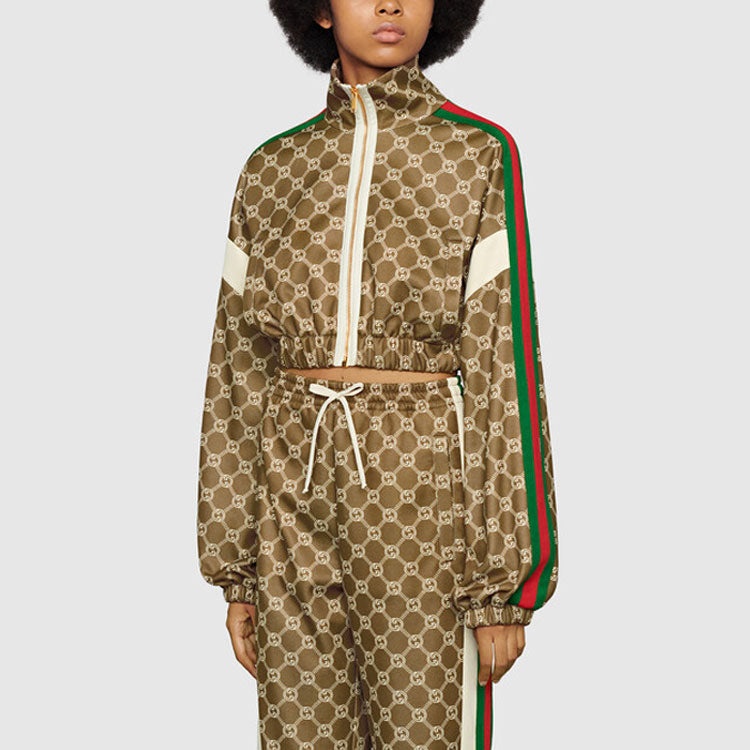 (WMNS) Gucci Interlocking G Zipper Jacket 'Olive Green Ivory' 671495-XJD1G-3357 - 3