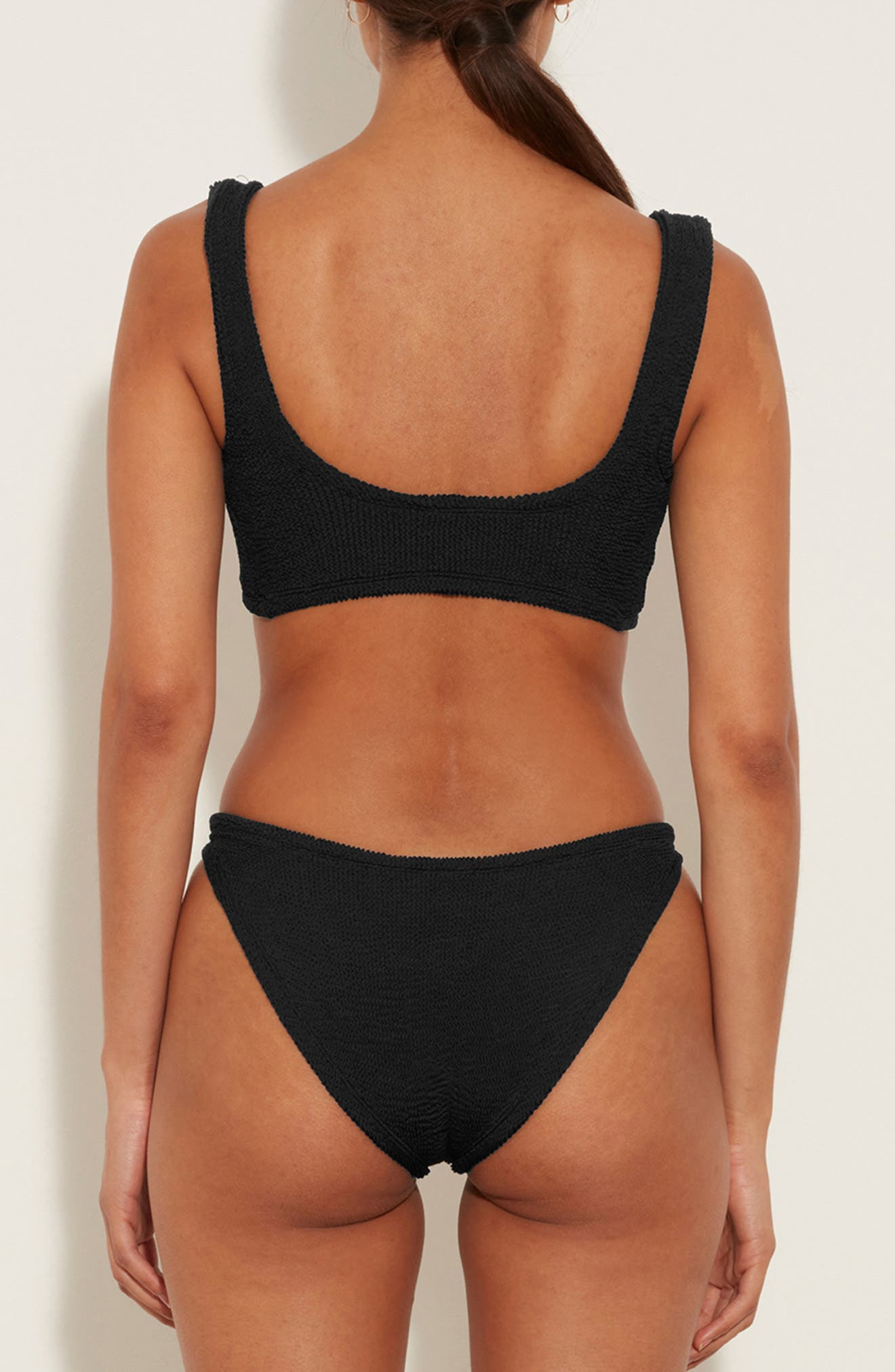 Hunza G Juno Crinkle Twist Two-Piece Swimsuit in Black at Nordstrom - 2