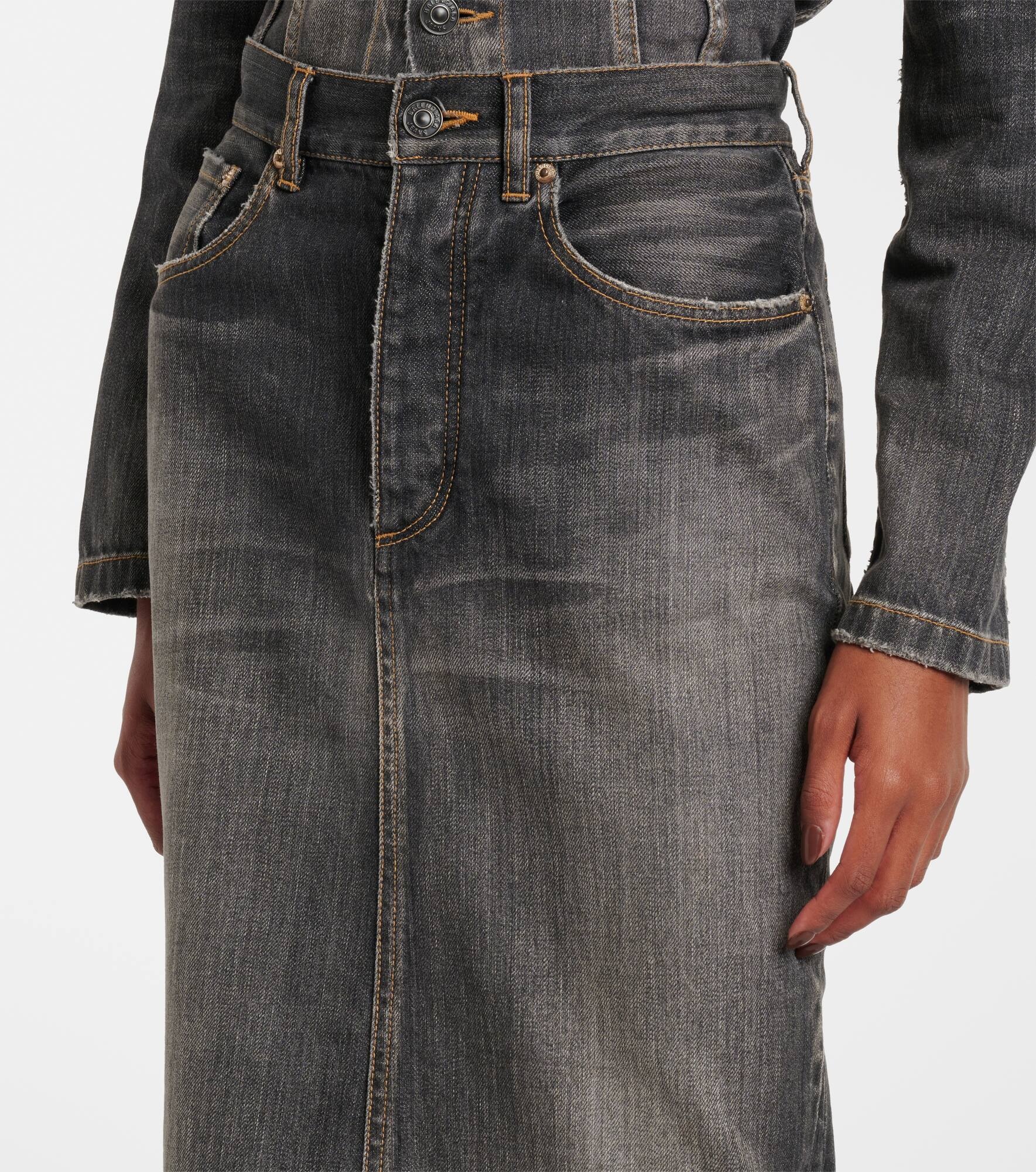 Lace-up denim pencil skirt - 4