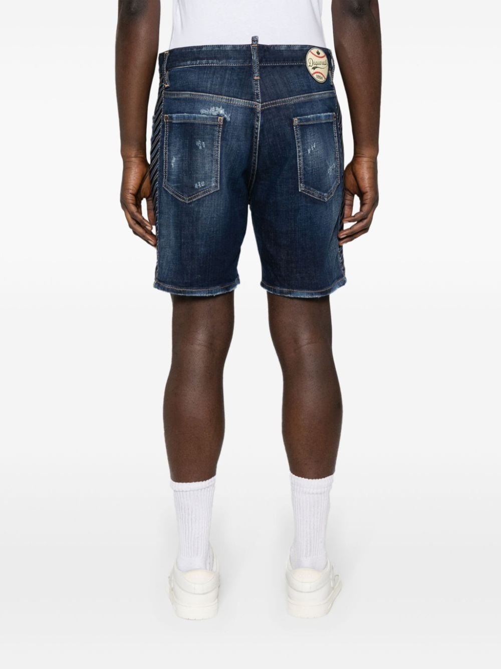 Dark Easy Ripped Wash Marine shorts - 4