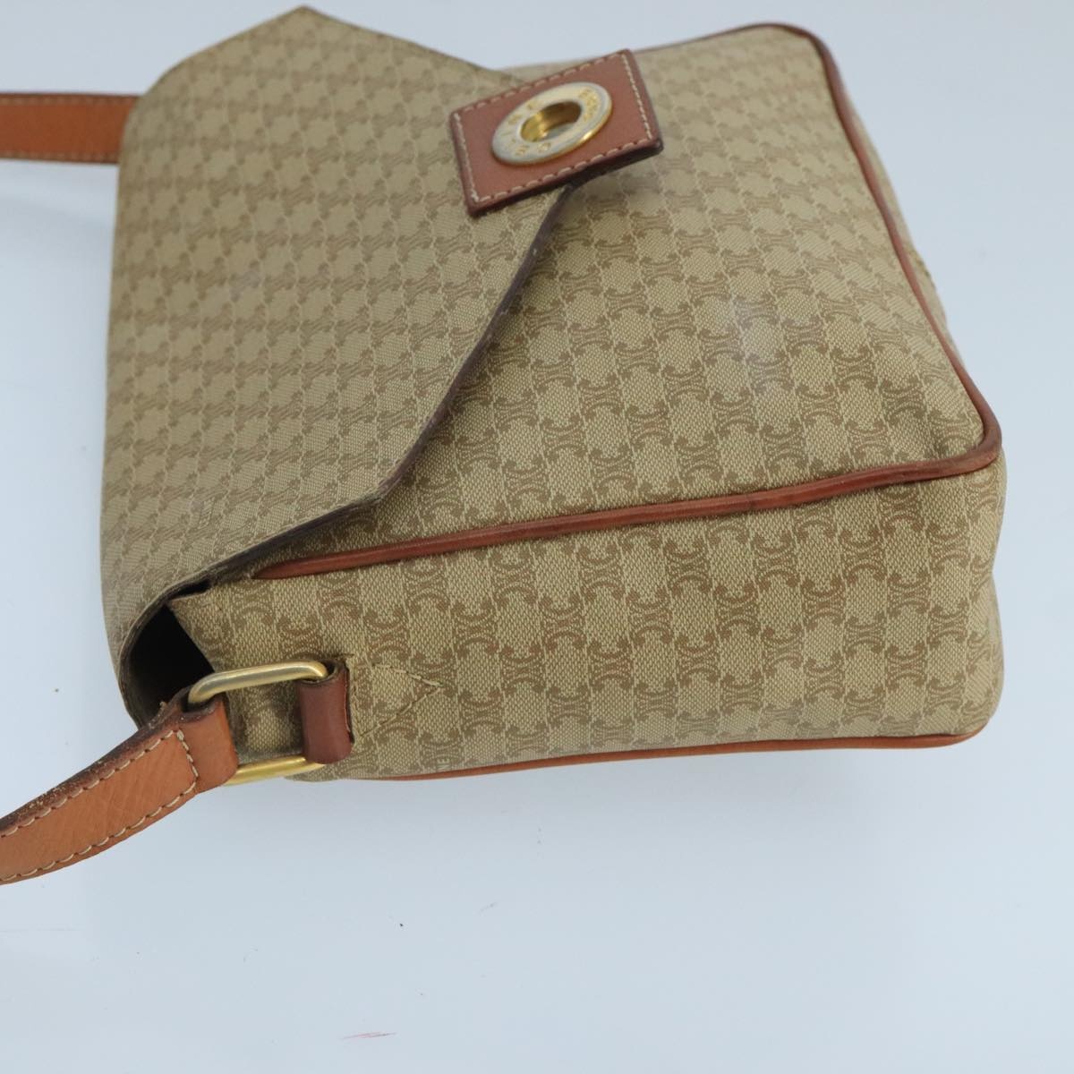 CELINE Macadam Canvas Shoulder Bag Beige Gold - 3