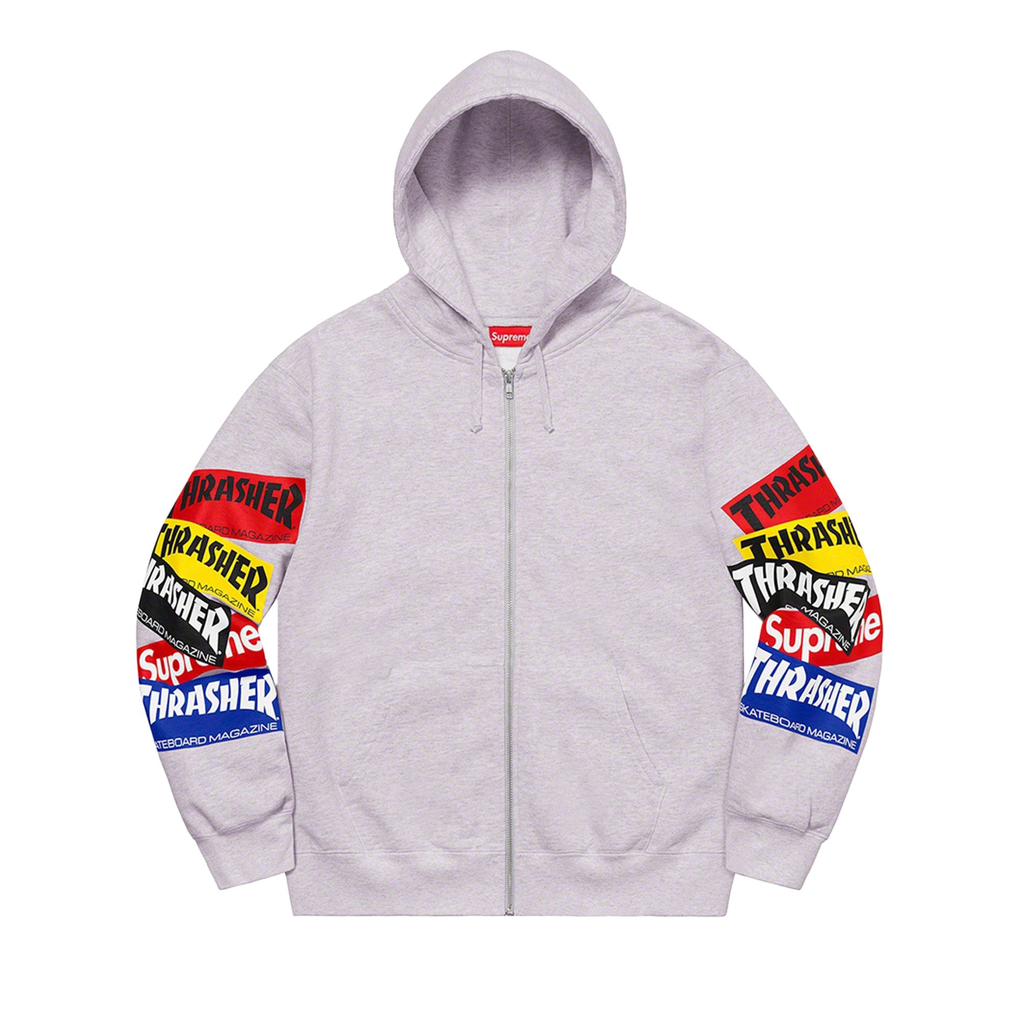 Supreme x Thrasher Multi Logo Zip Up Hooded Sweatshirt 'Ash Grey' - 1
