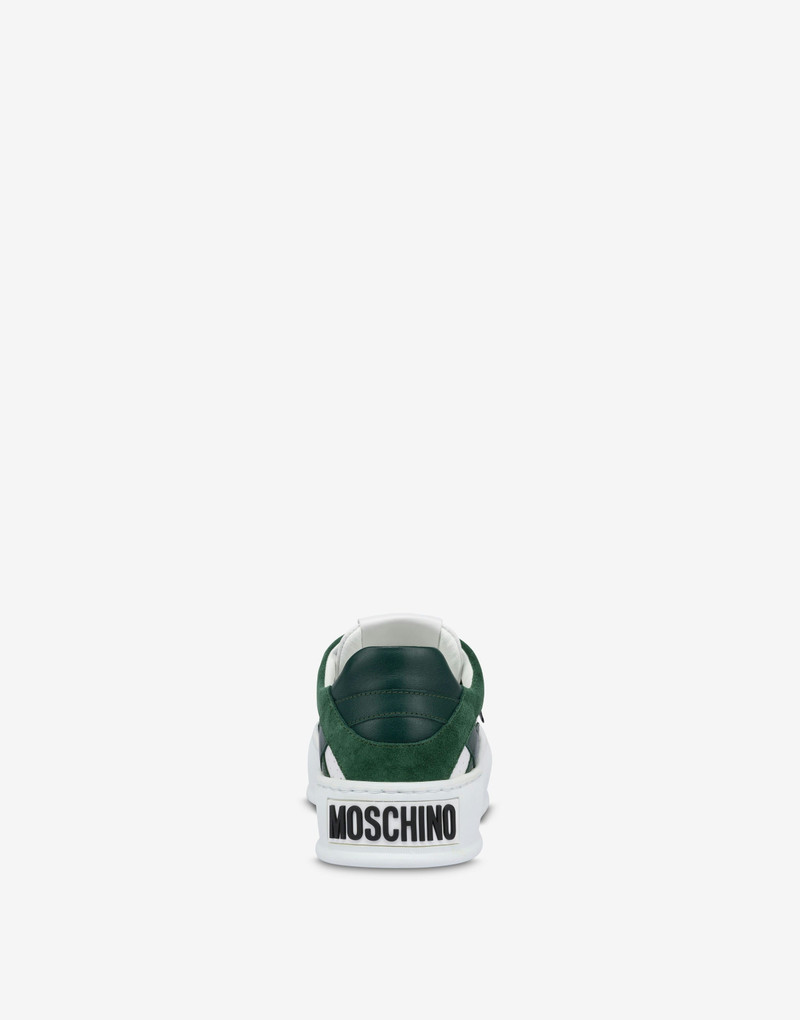 Moschino BUMPS & STRIPES CALFSKIN AND SPLIT LEATHER SNEAKERS outlook