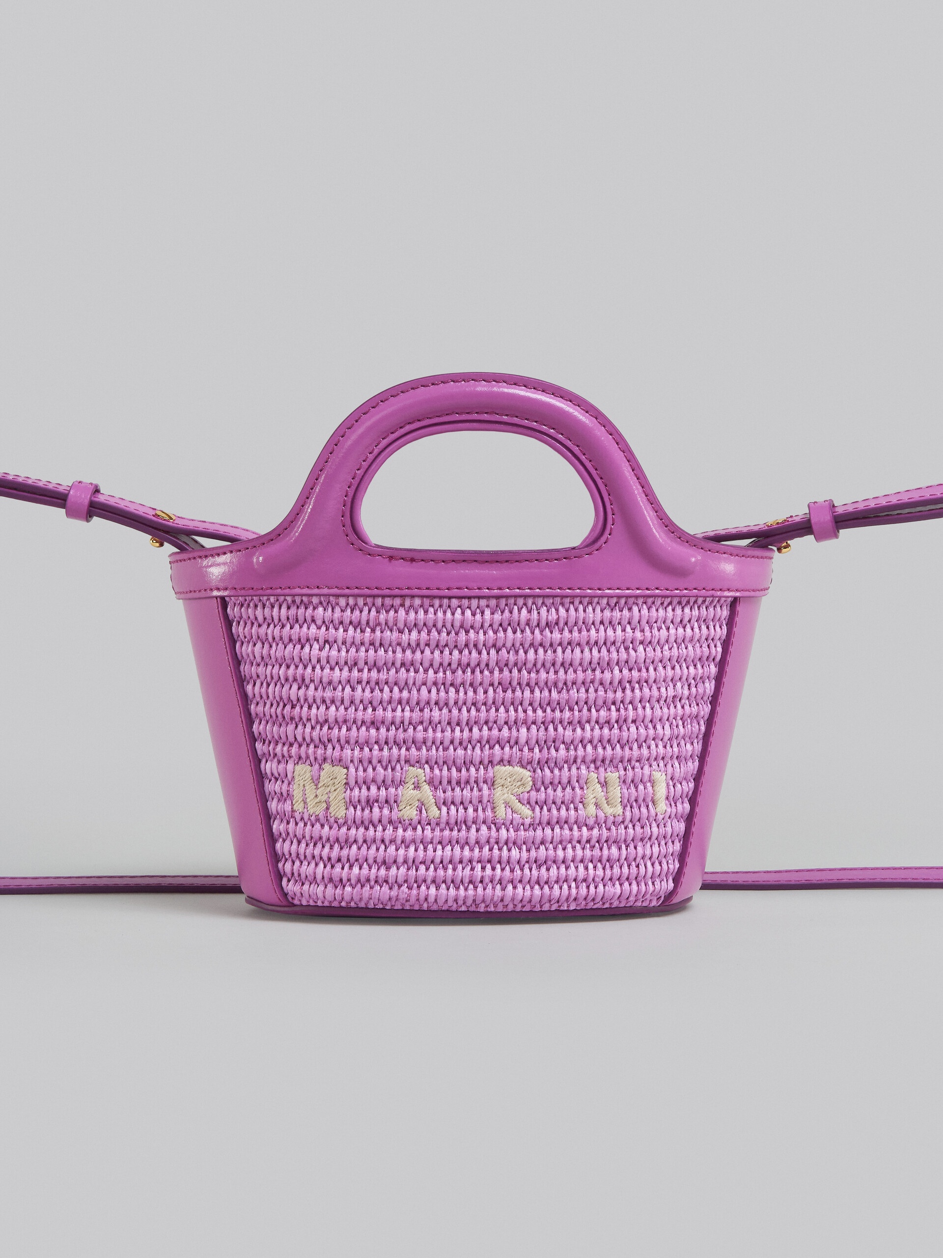 TROPICALIA MICRO BAG IN LILAC LEATHER AND RAFFIA - 4